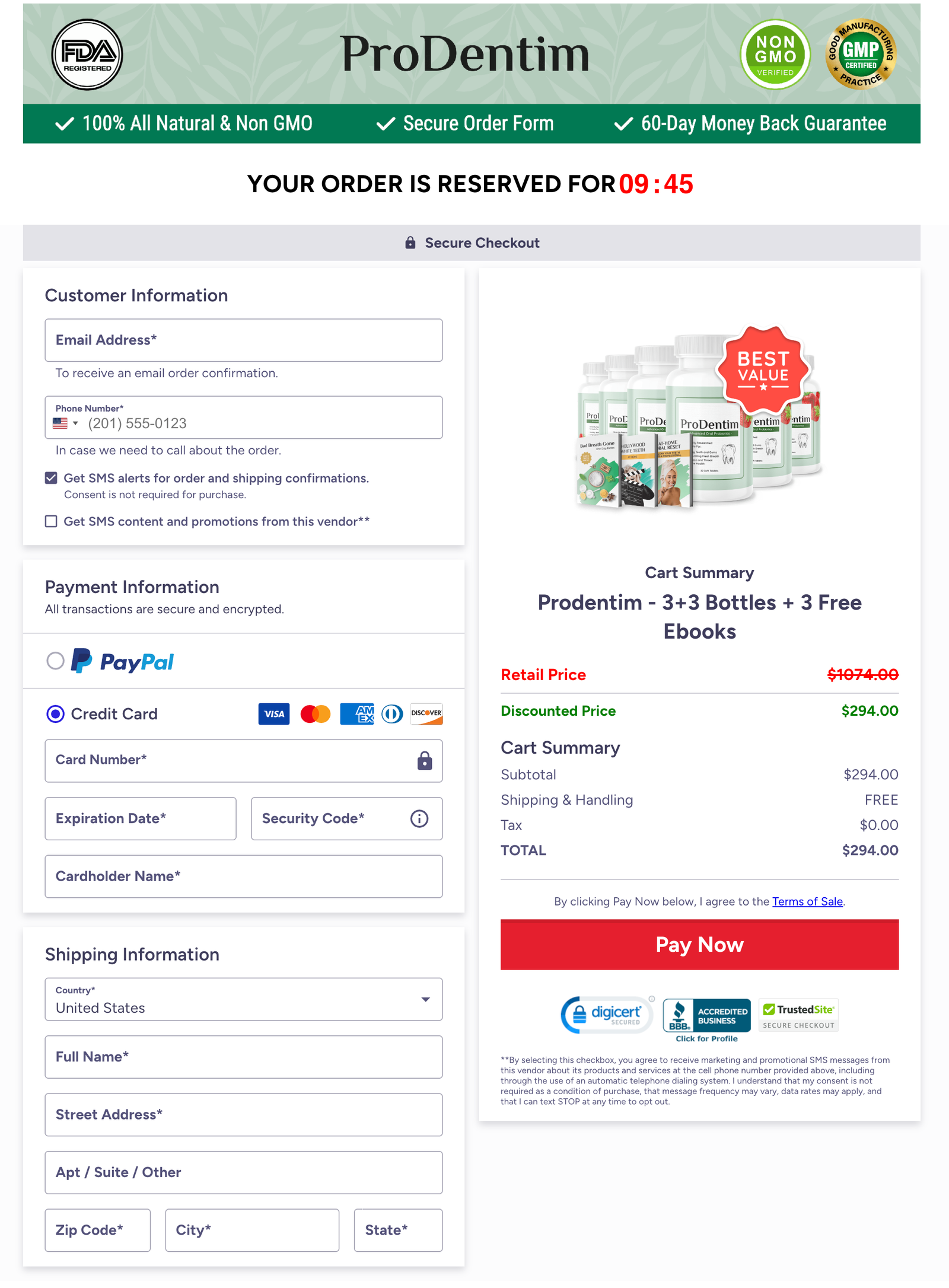 ProDentim Official Website Secure Order Page